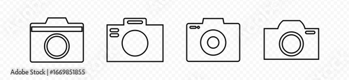 Camera icon set. Photo camera icon in different style. Vector illustration