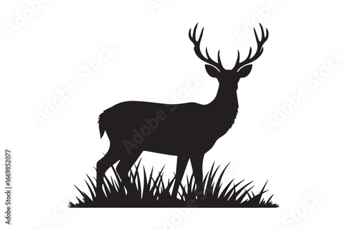 wild deer antlers silhouette vector art featuring nature scene ideal for logos and posters