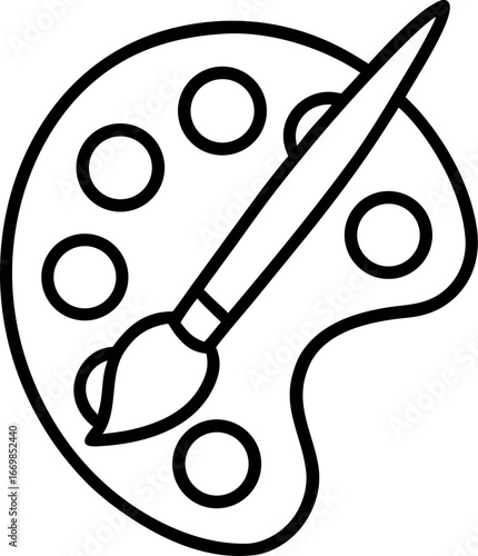 Paint palette board with brush outline icon