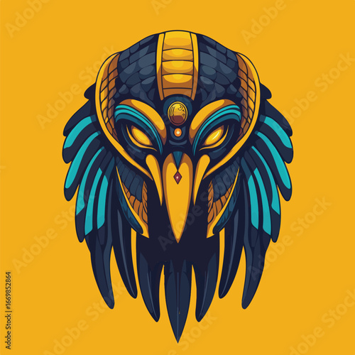 Golden Egyptian Pharaoh Deity Head | Ancient Cultural Icon Vector Art