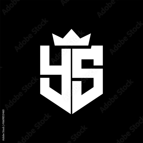 YS Vector image of a shield with a sharp geometric style and a pointed crown