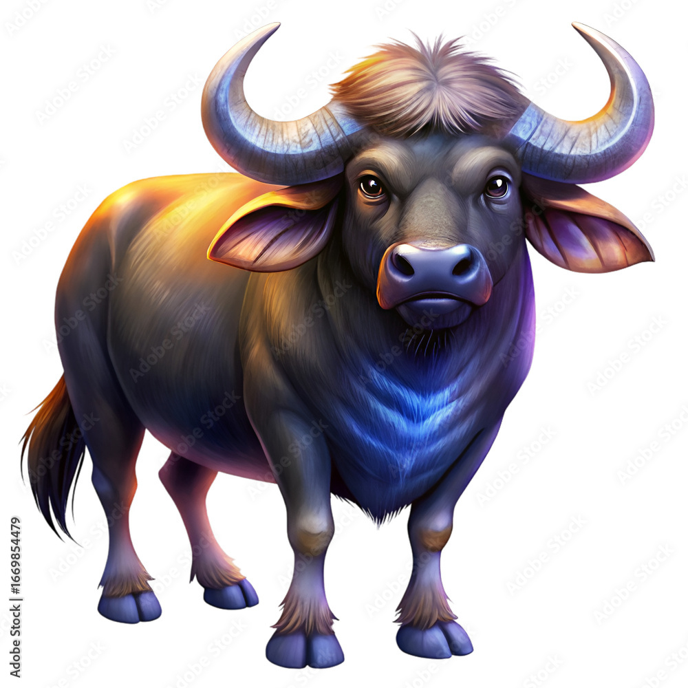 Naklejka premium buffalo isolated on white background