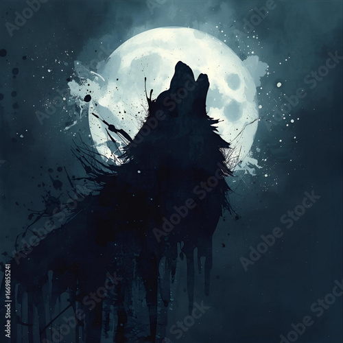 wolf howling in the night