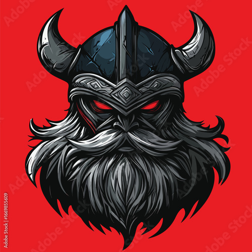 Ferocious Horned Demon Head Illustration | Gothic Fantasy Art Vector