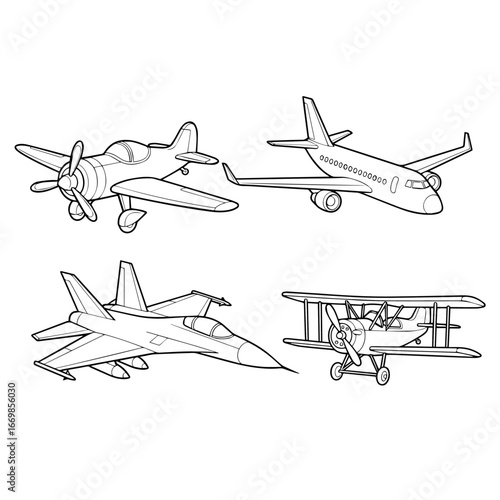 planes silhouette set