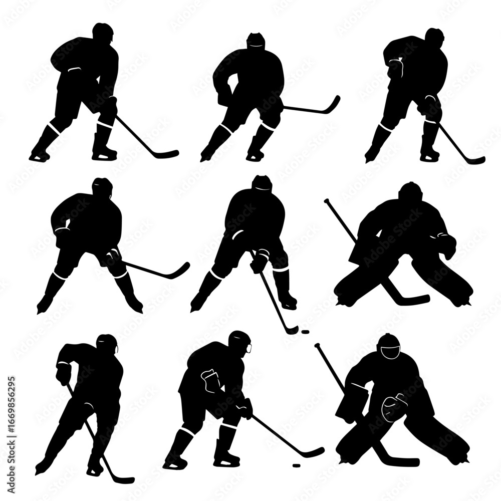 Naklejka premium silhouette of people playing hockey 