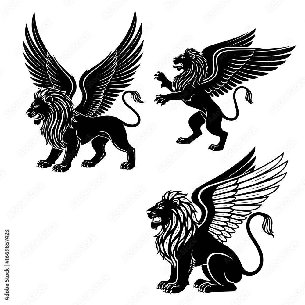 Obraz premium Winged lion silhouette 