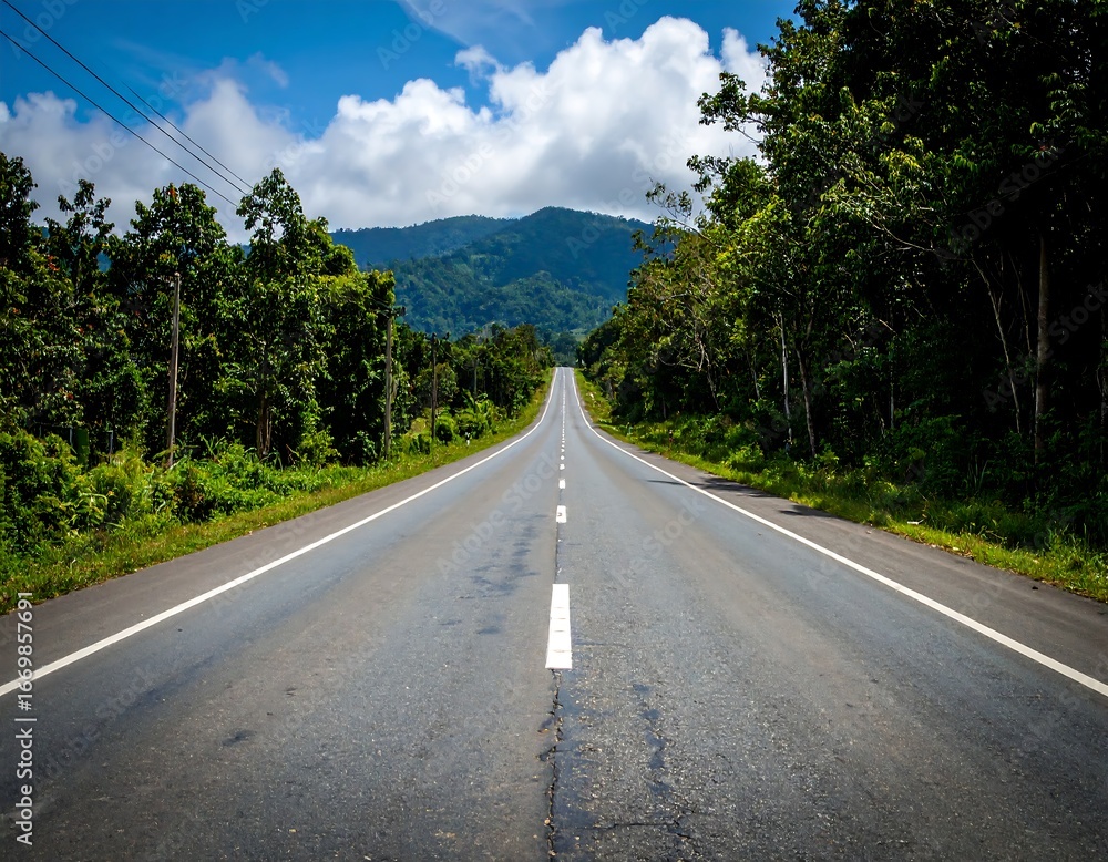Fototapeta premium Scenic highway through lush landscape