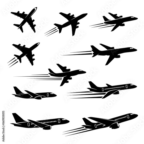 planes silhouette set
