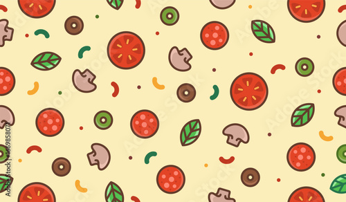 Cute pizza pattern background vector design