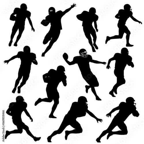 American football player silhouette set vector
