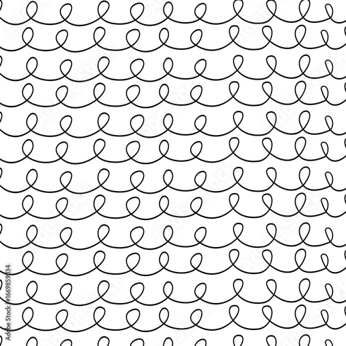 minimalist swirl wave loop line curve hand drawn seamless pattern