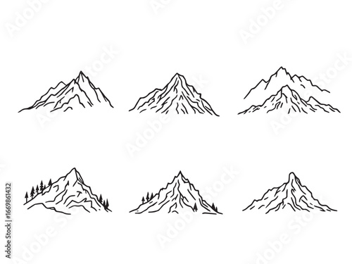Tahoe Mountains Minimal Line Drawing