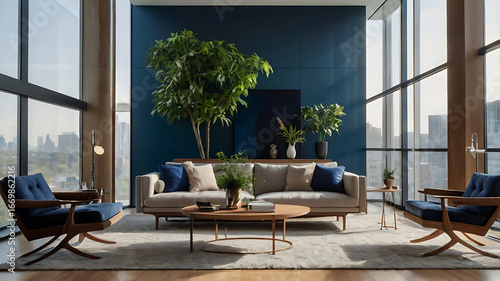 Minimalist interior space with a focus on a large, light Red accent wall. The room features a light wooden floor and a white ceiling with recessed high lighting.