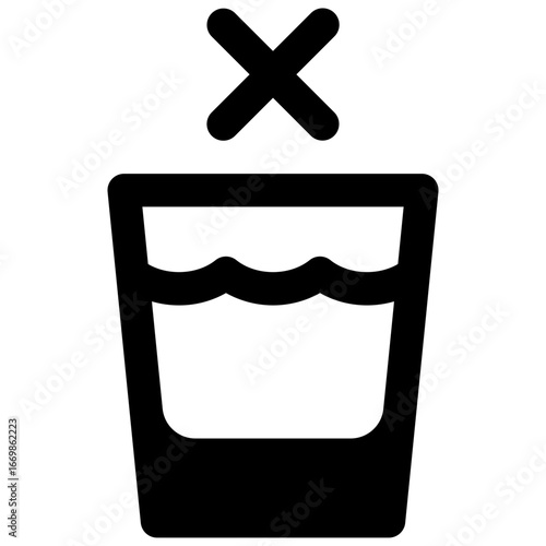Non-potable water. Outlined stroke vector icon with black-filled details.