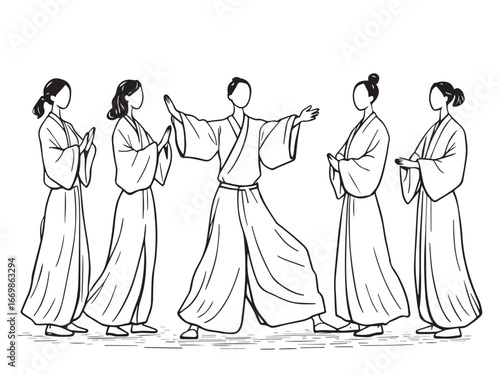 Tai Chi Class Line Art
