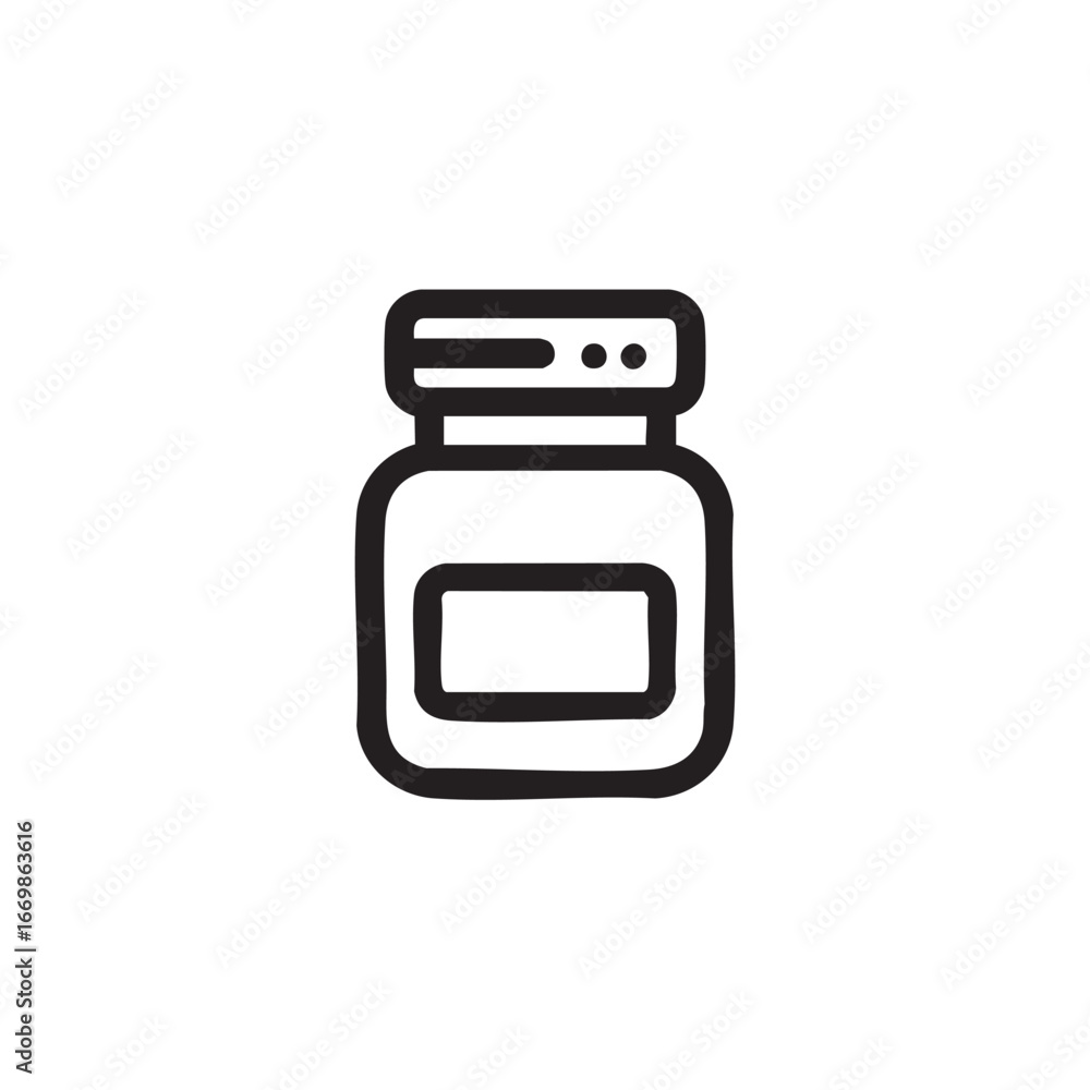Fototapeta premium A line drawing of a jar with a label.
