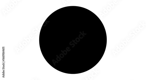 A simple, bold black circle stands out prominently against a pristine white background, representing minimalism, focus, and abstract design.