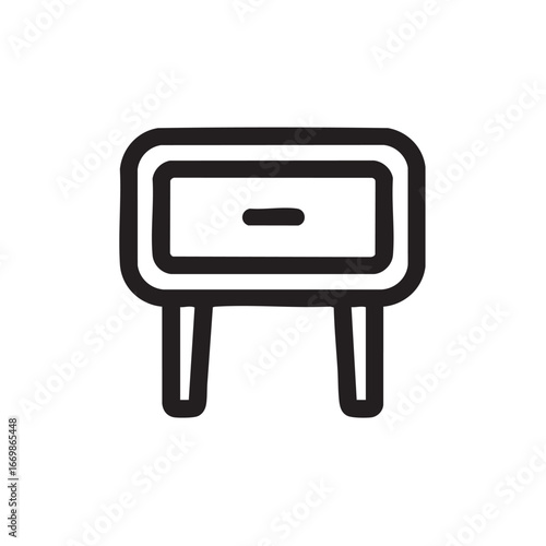 An outline of a small nightstand with one drawer.