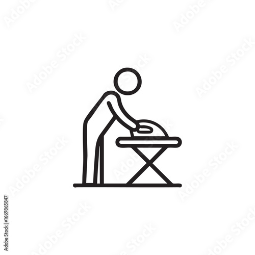 An icon of a person ironing clothes.