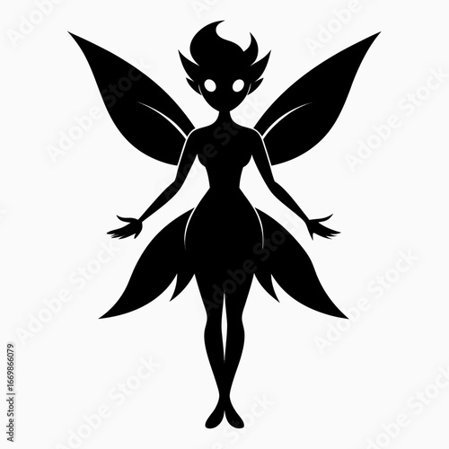 Fairy clean black silhouette design white background