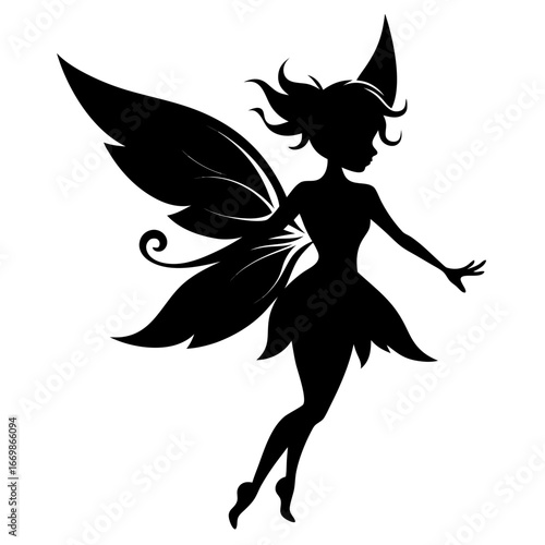 Fairy clean black silhouette design white background