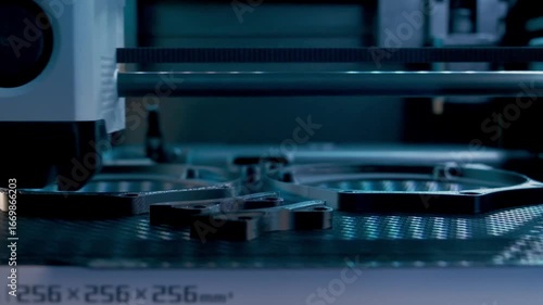 Slow Motion Demonstration of a 3D Printer Meticulously Creating Detailed Parts in Workshop