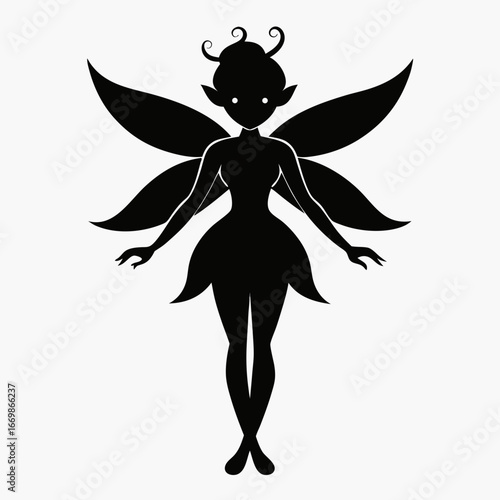 Fairy clean black silhouette design white background