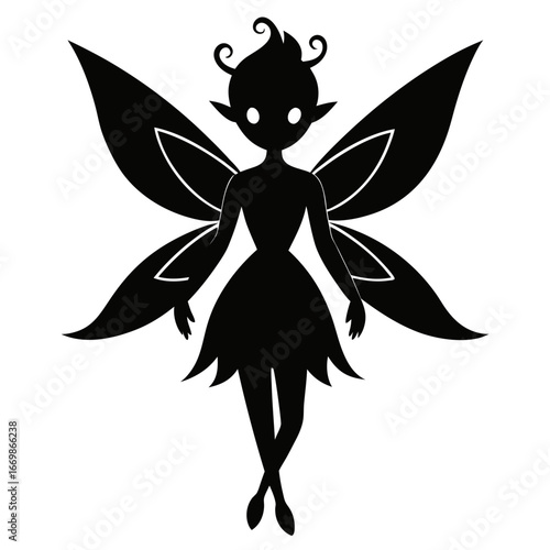 Fairy clean black silhouette design white background