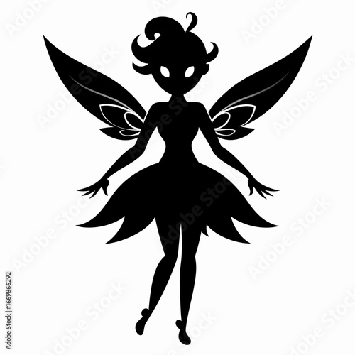 Fairy clean black silhouette design white background