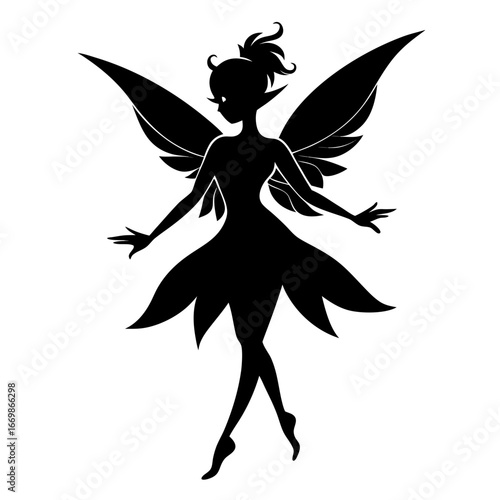 Fairy clean black silhouette design white background