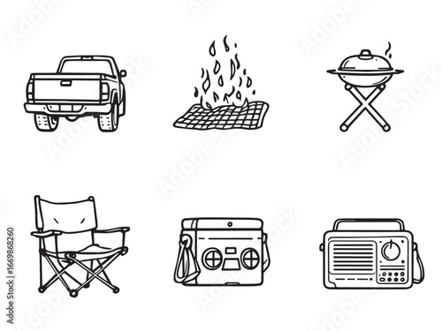 Tailgate Icons Simple Line Art