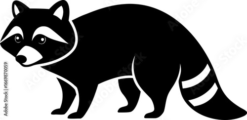 A Raccoon Clean Vector Silhouette Solid Black Flat
