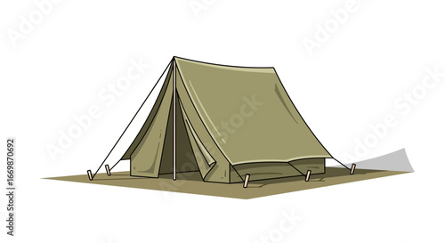 Classic camping tent illustration, portable shelter for outdoor adventures