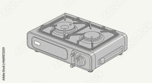 Portable gas stove illustration for camping or outdoor cooking setup