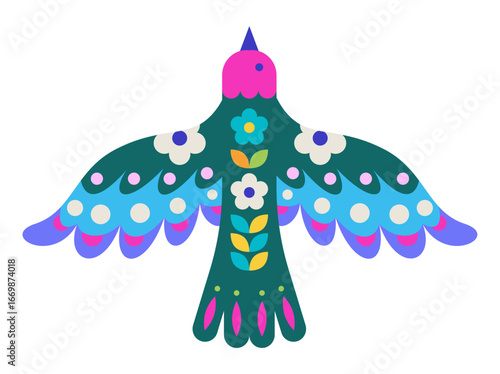 Decorative Mexican Folk Bird Design
