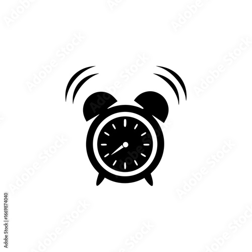 Single Line Art Alarm Clock Ringing – Minimal Time Management, Schedule, Deadline and Productivity Vector Illustration