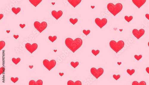 Pink Background with Red Hearts Pattern for Valentines Day.
