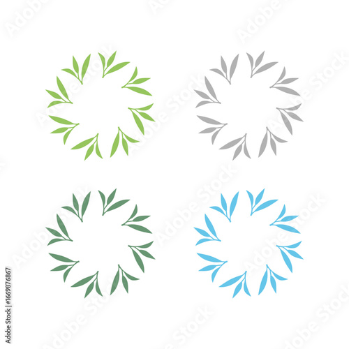 NATURAL PRODUCT LEAVES IN CIRCLE SIGN SYMBOL LOGO
