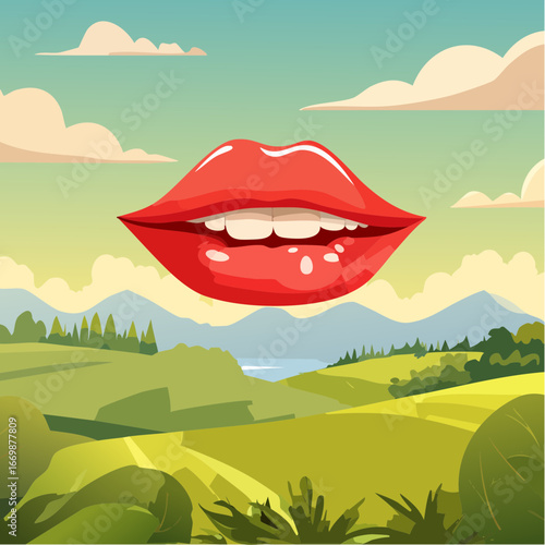 Female red mouth vector