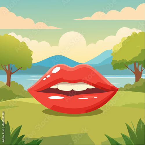 Female red mouth vector