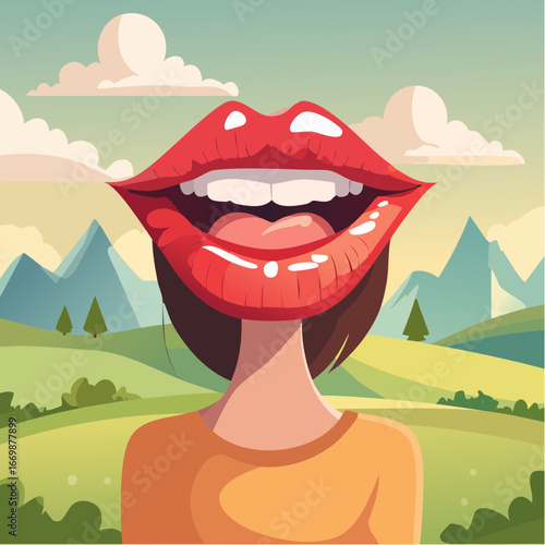 Female red mouth vector