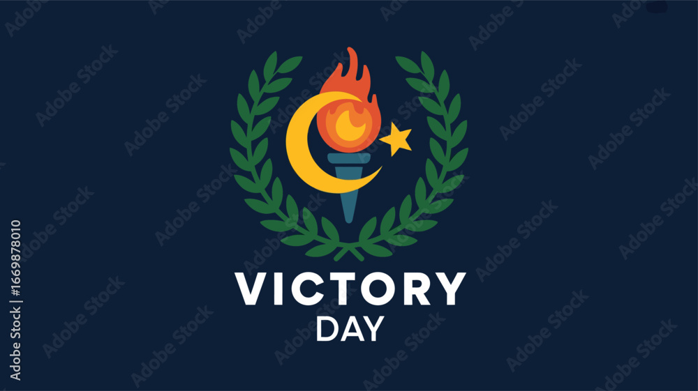 Obraz premium Victory Day Turkey Minimal Flat Vector Illustration