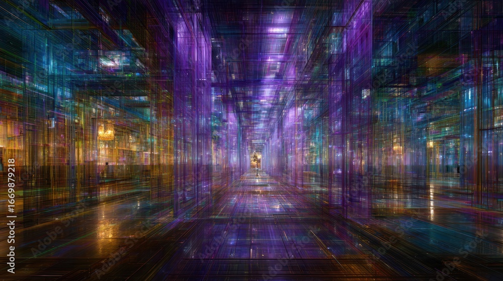 Fototapeta premium Abstract, futuristic corridor
