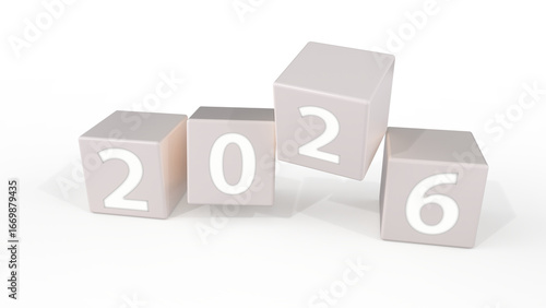 2026 Anniversary White Number Square Ceramic Block
