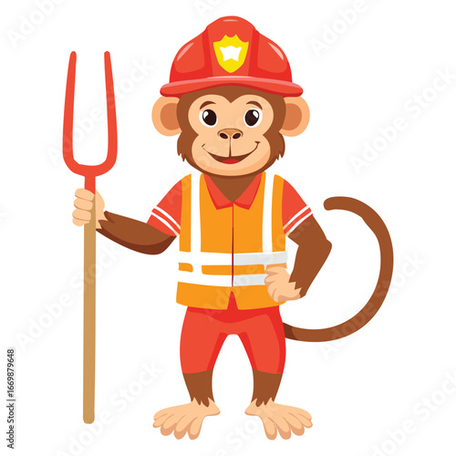 A creative digital artwork showcasing a monkey as a search and rescue crew member, symbolizing quick action and a commitment to saving lives in a whimsical manner.