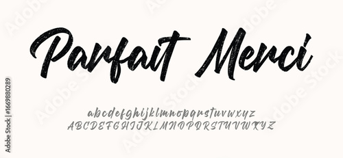 Parfact Merci Script Elegant Signature Typeface. Lettering signature font isolated on background. brush style alphabet. Vector logo letters.

