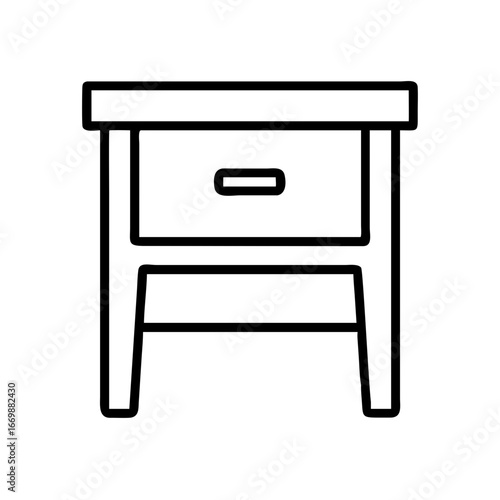 Illustration of a nightstand bedside table with drawer furniture for bedroom interior design