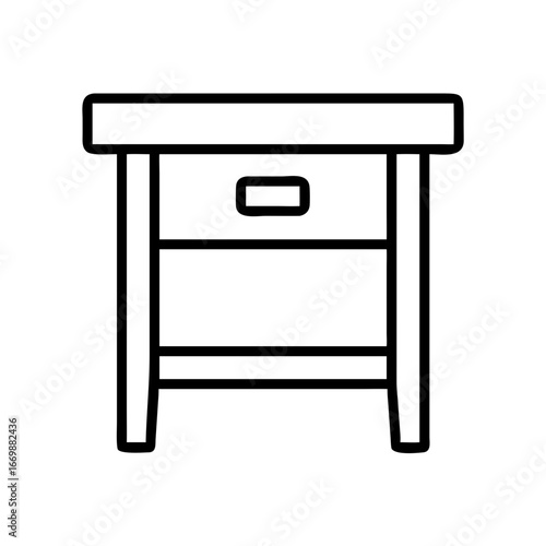 Outline drawing of a bedside table nightstand with drawer furniture home decor design simple style