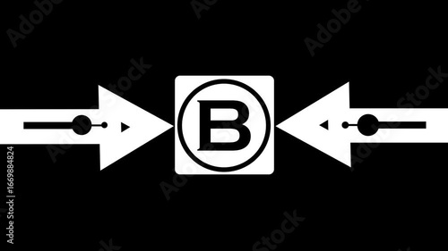 Wallpaper Mural Glowing Bold Black Circle Contains A Large Capital Letter “B” In The Center. From The Circle, Two Black Arrows Extend Outward In The Two Cardinal Directions, Creating A Simple  Torontodigital.ca